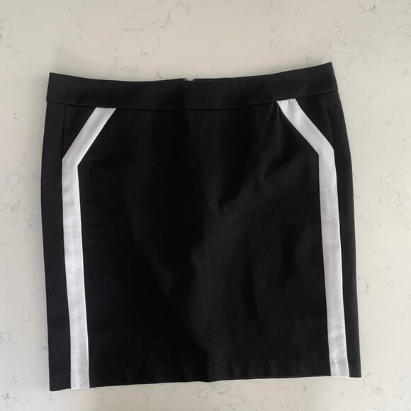 Cynthia Rowley Midi Lined Cotton Blend Skirt Black w White Accents Sz 10 NWOT - Picture 2 of 8